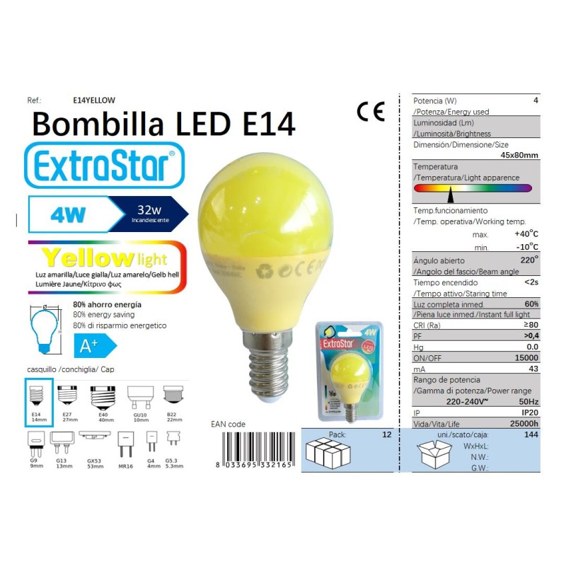 Bombilla LED,casquillo E14,4W