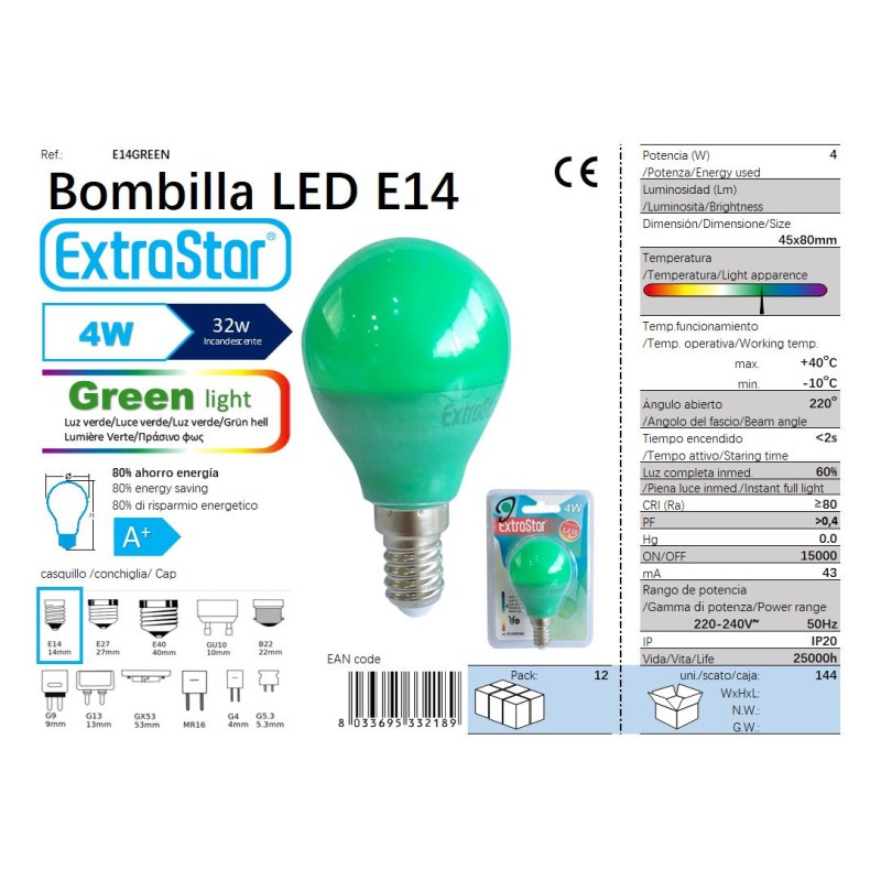 Bombilla LED,casquillo E14,4W