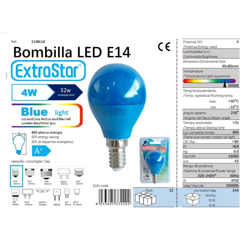 Bombilla LED,casquillo E14,4W