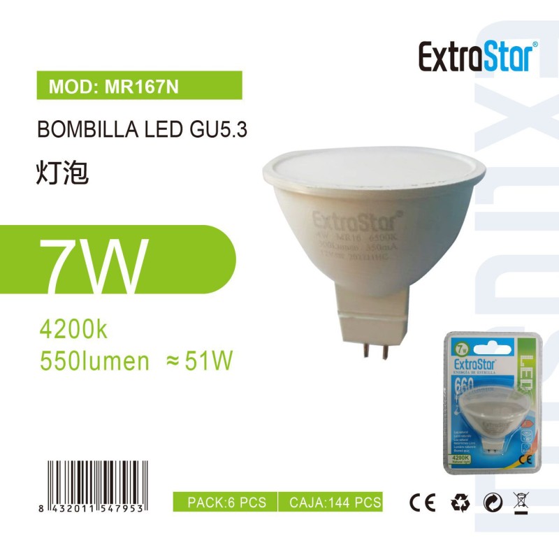 Bombilla LED GU5.3, 7W