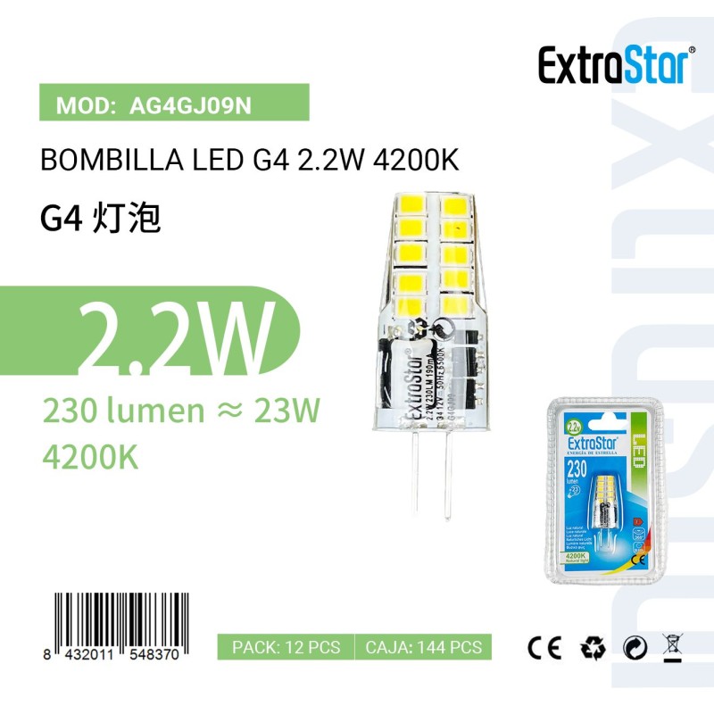 Bombilla LED G4 2.2W 4200K