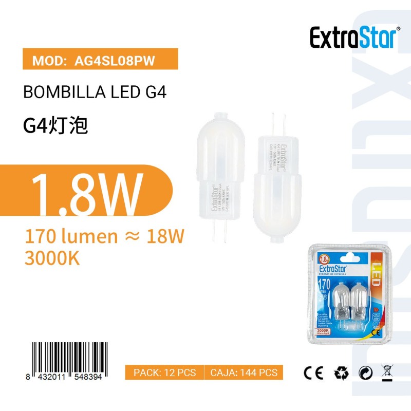 Bombillas LED G4 1.8W PACK2 3000K