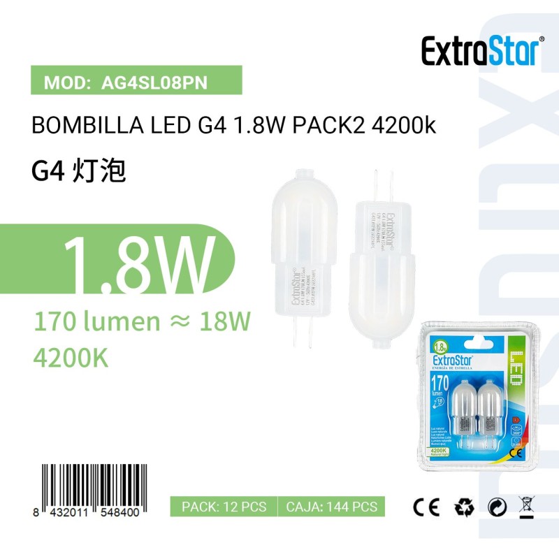 Bombillas LED G4 1.8W PACK2 4200K