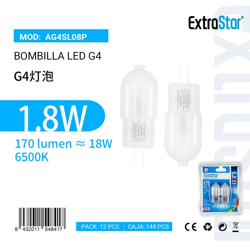 Bombillas LED G4 1.8W PACK 2 6500K