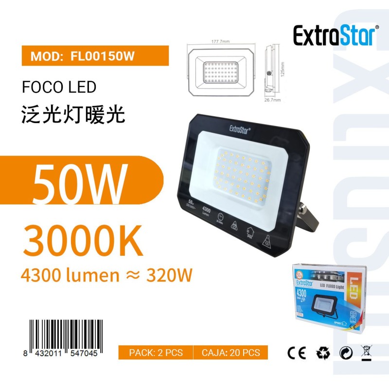 Foco LED 50W  3000K