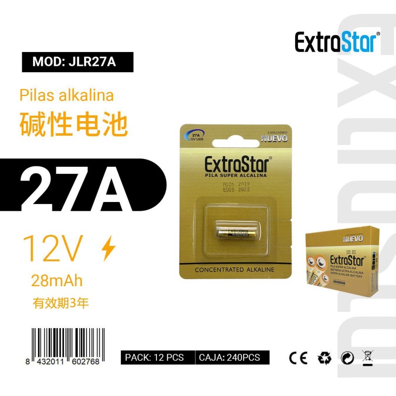 Pilas Alkaline 27A 12V 28mAh