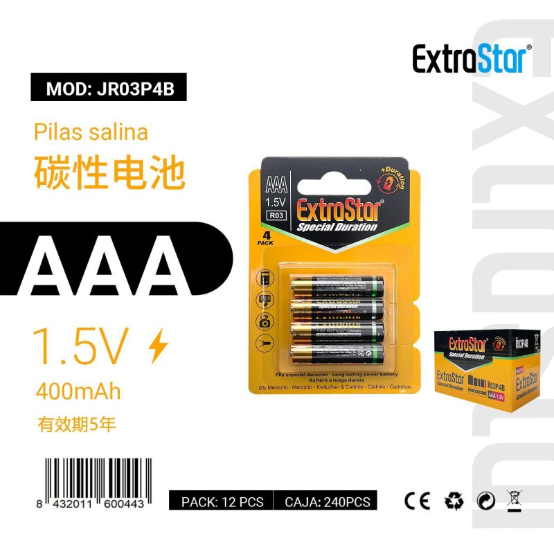 Pilas EXTRASTAR AAA 1.5V 400mAh