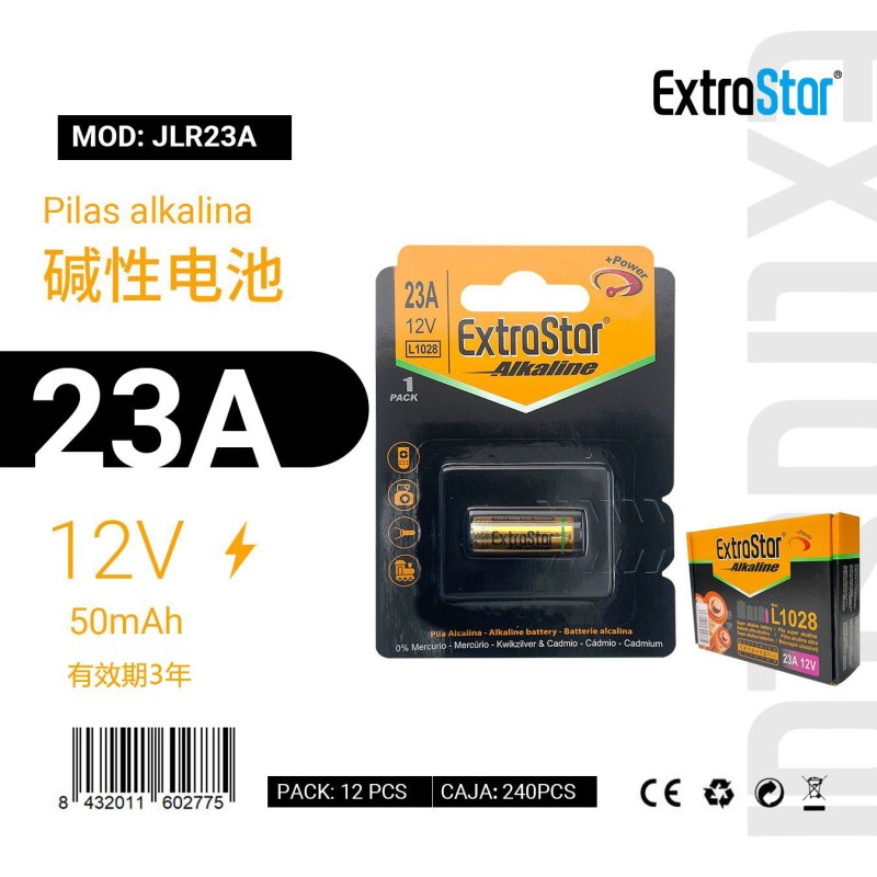 Pilas Alkaline 23A 12V 50mAh