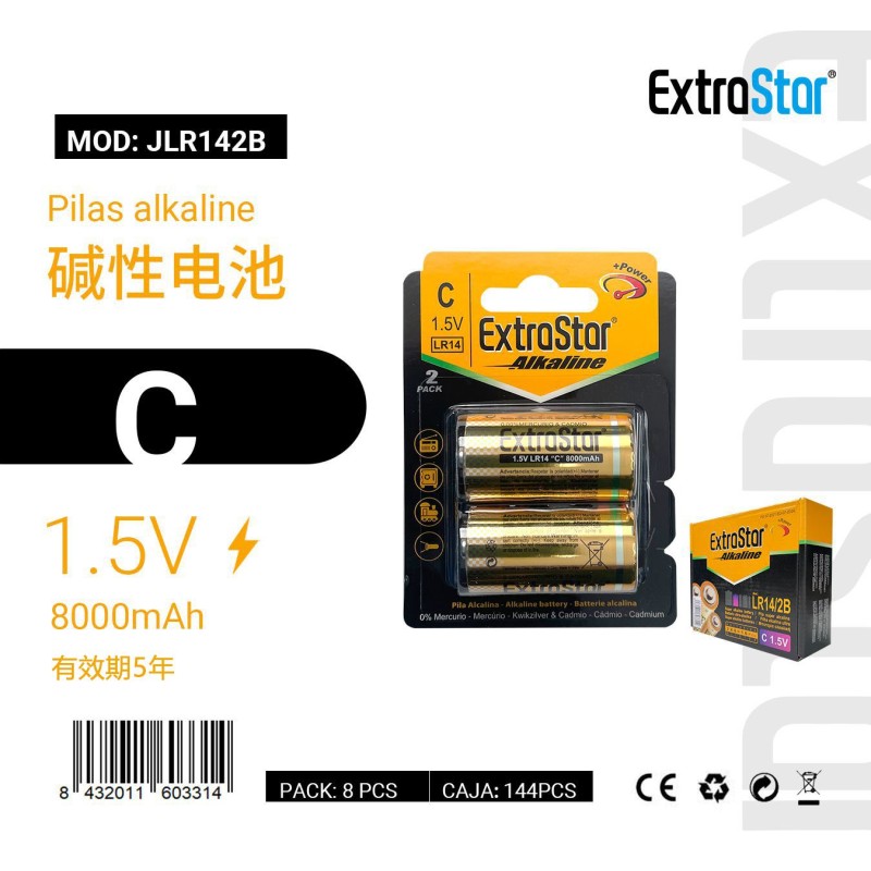 Pilas Alkaline "C" 1.5V 8000mAh