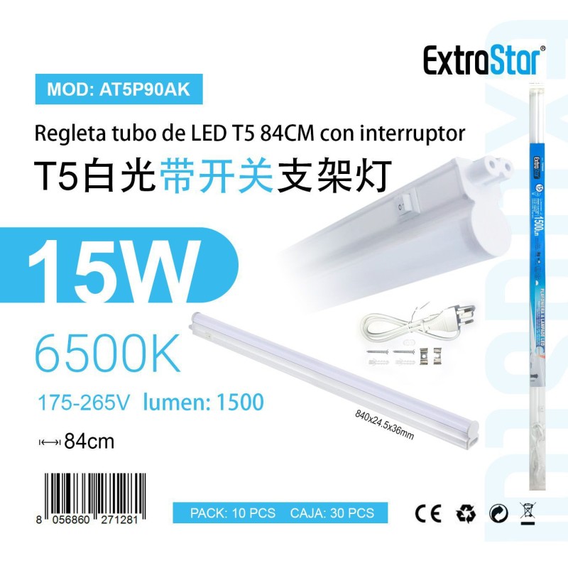 Regleta Tubo de LED T5 84CM Con interruptor