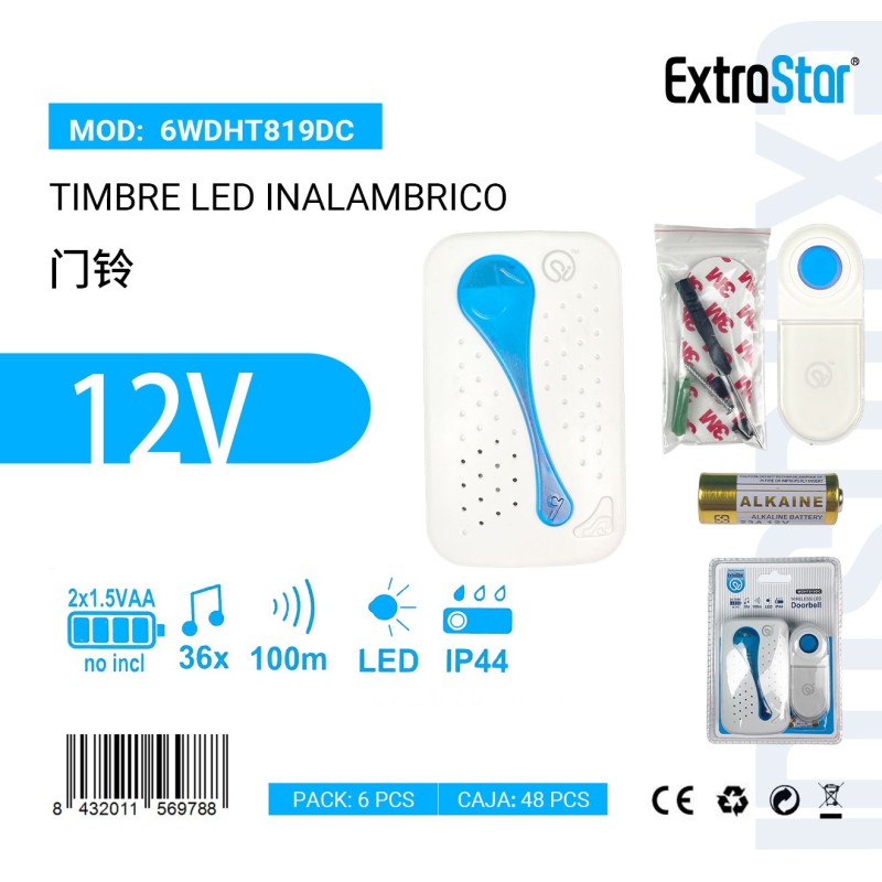 Timbre LED Inalambrico 12V