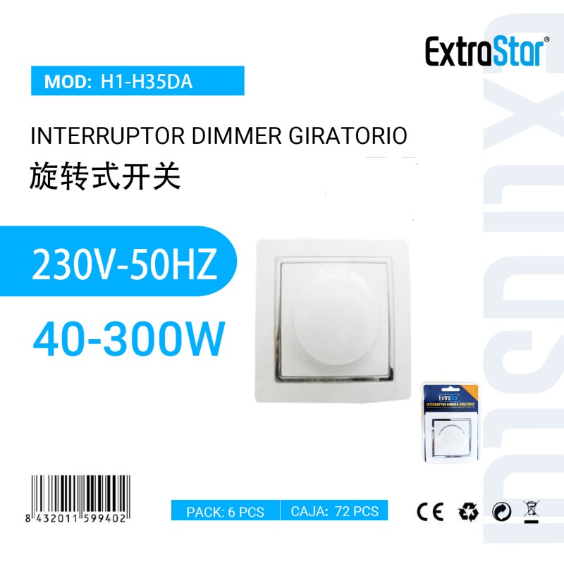 Interruptor DIMMER Giratorio 230V-50HZ 40-300W